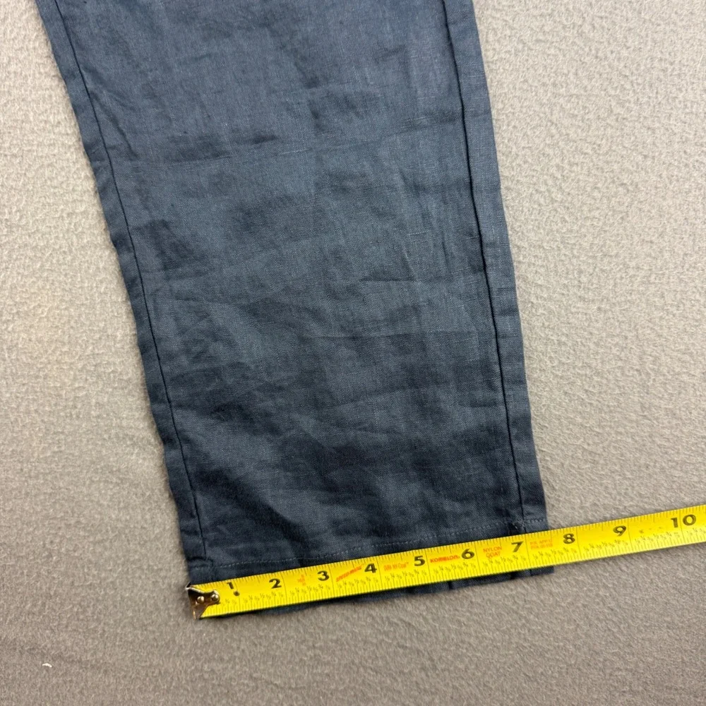 YoungLA Pants Men's S Navy Blue 100% Linen Drawstring Elastic Waist Lightweight